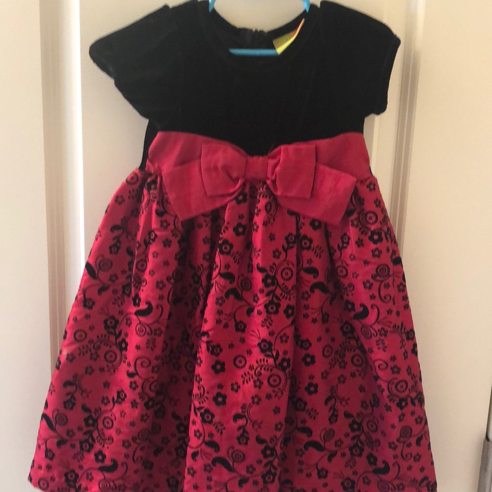 Black velvet and red holiday dress